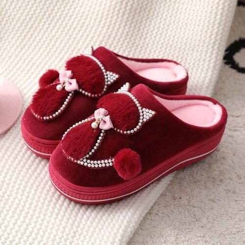 Women Cotton Slippers Cute Cat Female Slipper Platform Indoor Shoes For Women Winter Slippers Slipper For Home Female Warm Shoes