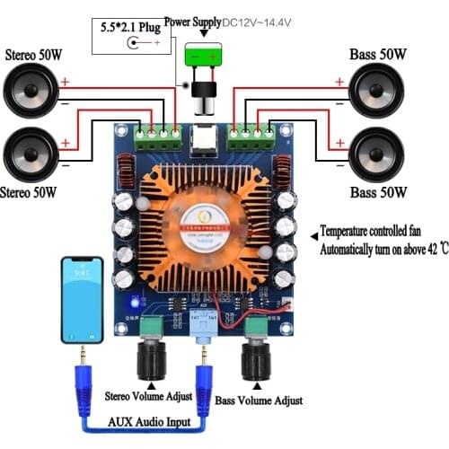 TDA7850 4 Channel 4 x 50W HIFI Car stereo Audio Amplifier Board subwoofer amplifier Bass AMP Home Theater XH-A372