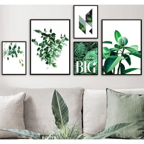 Green Plants Banyan Eucalyptus Leaves Wall Art Canvas Painting Nordic Posters And Prints Wall Pictures For Living Room Decor