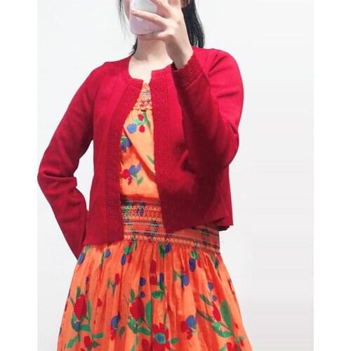 Patads French fashion versatile hook flower hollowed out long sleeve lace sweater cardigan womens spring and summer g30339e