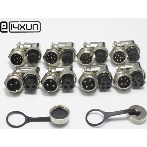 1Set GX16 Aviation Connector 2 3 4 5 6 7 8 9 Pin XLR 90 Degrees Male Plug + Female jack 16mm PCB Chassis Mount Socket