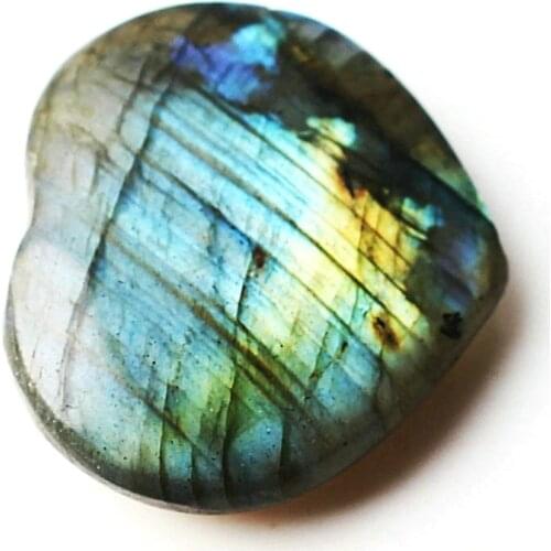1PC Natural Crystal Bright Halo Labradorite Stone Heart shape Pendant Cabochon Gift Reiki Healing
