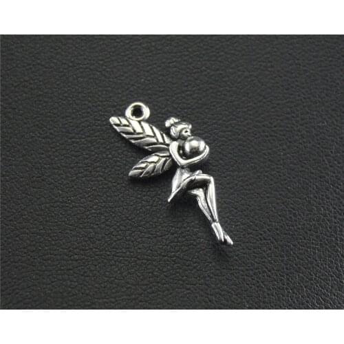 10pcs Silver Color Angel With Ball Charm Pendants For Jewelry Making DIY Handmade Craft 9x22mm A1500