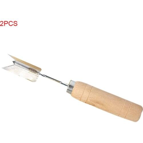 2 Pieces Portable V Shaped Pineapple Cutter Wood Handle Sharp Fruit Peeler Stainless Steel Slicers