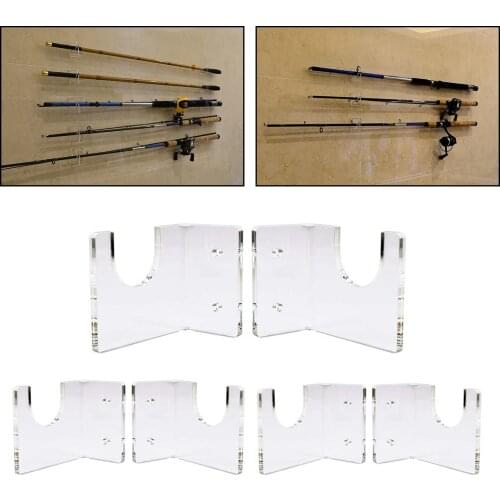 3 Sets Acrylic Fishing Rod Holder Wall Mount Ceiling Rack for Garage Cabin