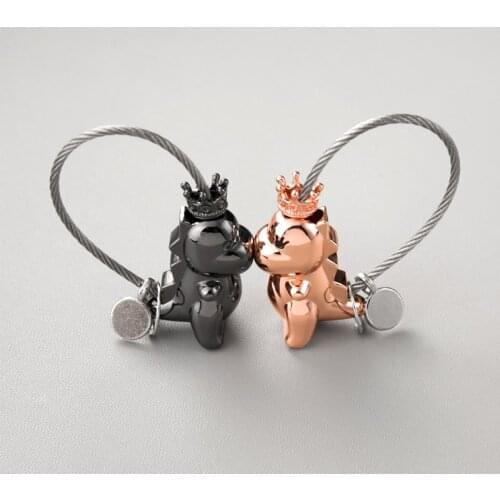 3D dinosaur keychain for women high quality couple key chain key holder wire rope steel wire keychain cute portachiavi bag charm