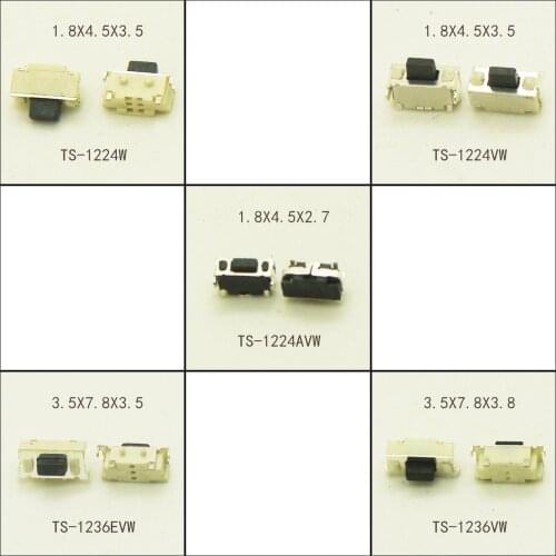 50PCS/5Models Memontary Tact Switch SMD Phone Button Side push Micro Button light touch switch 2X4mm/3X6X3.5mm