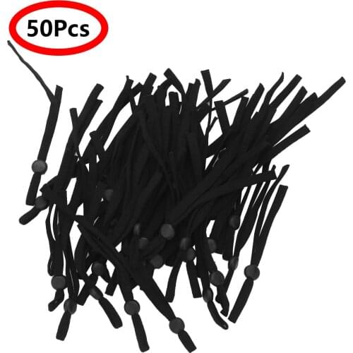 50Pcs Masks Strap Cord Lock Stopper Flat Elastic Cord Bands with Adjustable Buckle Stretchy Sewing Ear Loop Anti-Slip Ear Straps