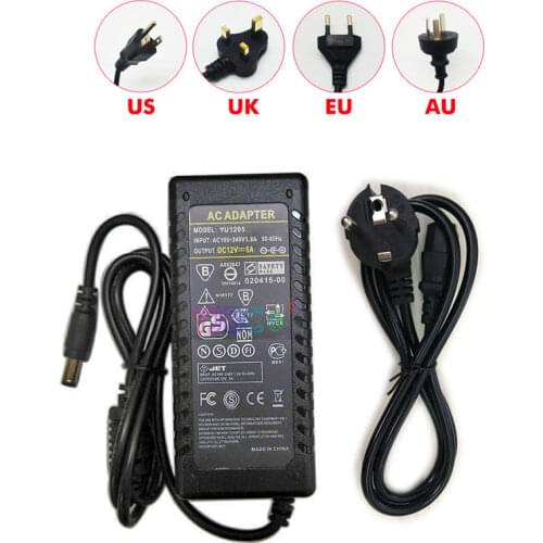 60W DC12V 5A Power Adapter with plug AC 100-240V to DC 12V LED Strip Lighting Transformer lamp tape Converter
