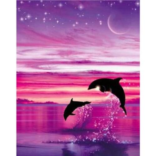 5D DIY Diamond Painting Animal Figure Dolphin Jumping Beauty Picture Square/Round Diamond Cross Stitch Decoration Artwork TX143