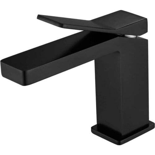 Free ship Modern BLACK COLOR Bathroom washbasin Sink Vessel Faucet Deck Mount Mixer Tap square NEW