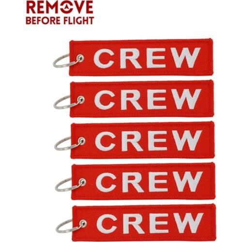 5PCS/LOT Crew Key Ring Keychain Pop llaveros Sleutelhanger Safety Label Embroidery Key Chain for Motorcycle Key Tag chaveiro