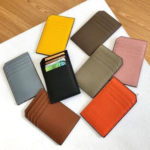 San Maries Brand Luxury Cow Leather Credit Card Holder Genuine Leather ID Card Holders Business ID Wallet Slim Wallet Unisex