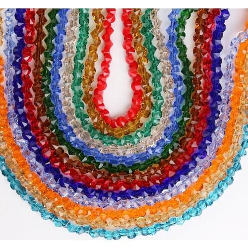 95Pcs/Lot Czech Bicone Crystal Red Beads With Cross Hole 6mm Faceted Glass Beads Flat Bottom Needlework Accessories For Jewelry