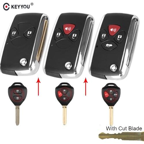 KEYYOU KEYYOU Cutting Toy43 Blade 2&3 Buttons Updated Flip Remote Key Case For Toyota Crown Corolla Camry RAV4 Reiz Key Shell