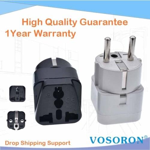 Abroad Travel And Home White Black Adapter Electrical Plug For EU European Socket Converter fits Italy France Spain Russia etc