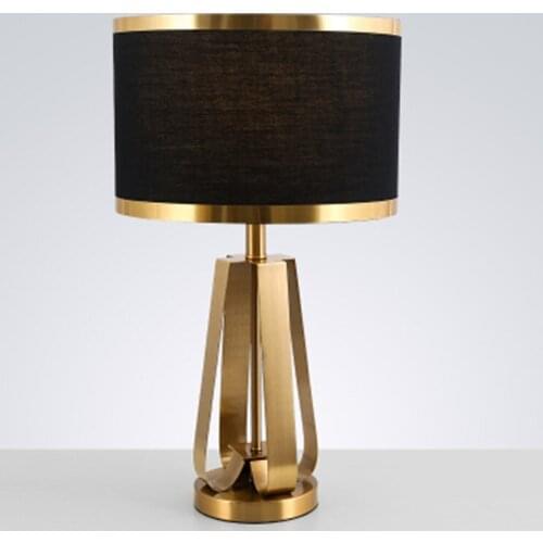 Nordic elegant black lampshade gold table lamp for living room bedroom office design deco desk lamps fabric metal led luminaire