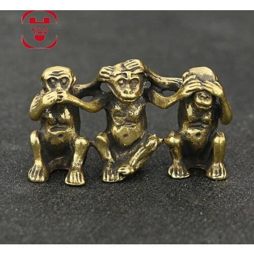YSE Copper Three No Wise Monkeys No See No Listen No Say Antiques Collection Anti Villain Feng Shui Creative Crafts Decoration