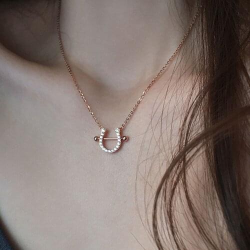 Fine Jewelry New Horseshoe U Pendant Necklace For Women Fashion Wedding Engagement Unique Charm Clavicle Choker Christmas Gifts