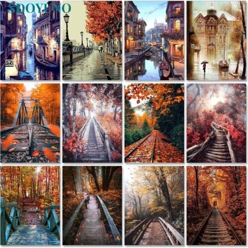SDOYUNO Oil Paint By Numbers Scenery Painting By Numbers On Canvas Frameless 60x75cm Landscape DIY Home Decor Unique Gift
