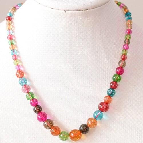 Multicolor simulated tourmaline stone jades 6-14mm round beads new fashion necklace for women chain choker jewelry 18inch B627