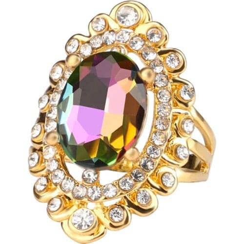 Fashion Hollow Crystal Hollow Flower Charm Stone Ring Simple Rings for Women Girls Wedding Jewelry