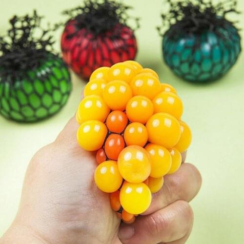 Decompression Vent Ball Soft Rubber Anti Stress Grape Ball Mesh Autism Mood Squeeze Relief Cute Toy Boys Girls Gift Random Color