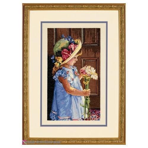 Top Quality Lovely Counted Cross Stitch Kit My Little Sunshine Little Girl and Daisy Flower dim 35259