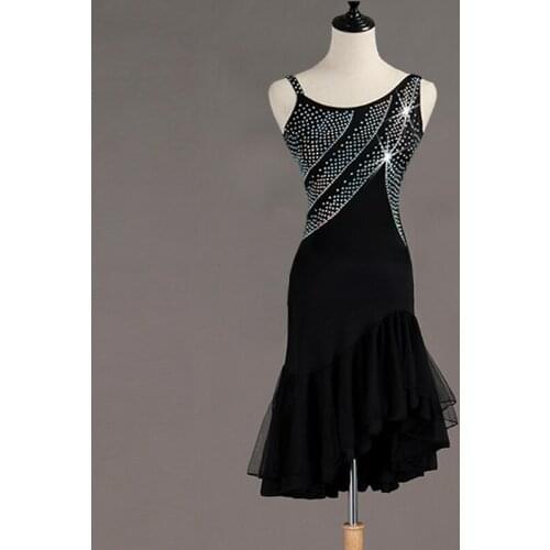 New Fashion Sleeveless Latin Skirt Women Adult Dance Competition Dress Sparking Halter Neck Costumes for Qiaqia & Samba B0114
