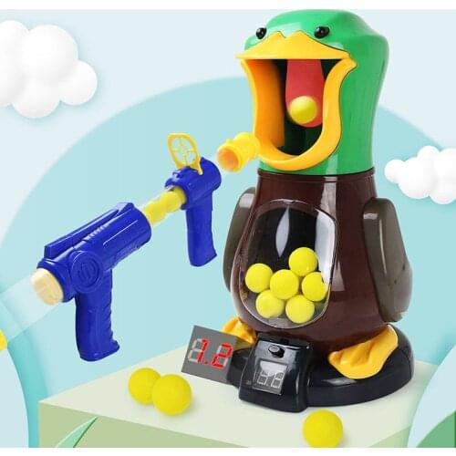 Novelty Shooting Toys with Light Hungry Shooting Duck Air-powered Gun Soft Bullet Ball Electronic Scoring Battle Games Kid Gift