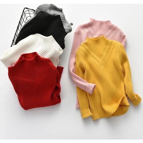 Wholesale Children Clothes High Quality Baby Girls Pullovers Turtleneck Sweaters Autumn Winter Warm Kids Outerwear For 3-7 Years