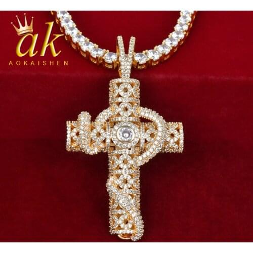 Animal Snake Cross Pendant Necklace Gold Color Plated Hip Hop Rock Jewelry