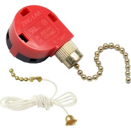 Ceiling Fan Switch Zing Ear Pull Chain Switch ZE-268S1 3 Speed 4 Wire Control Ceiling Fan Replacement Speed Control Switch