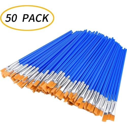 50 Pcs Flat Painting Brushes Small Brush Bulk for Detail Painting Hair Painting Brush Art Supplies For Childrens Painting 20#29