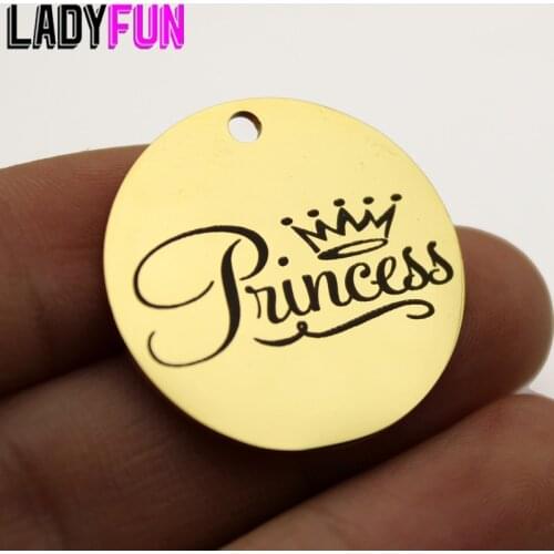 Princess With Crown Charm Stainless Steel Princess Charms High Polish Mirror Surface Pendant 10pcs/lot