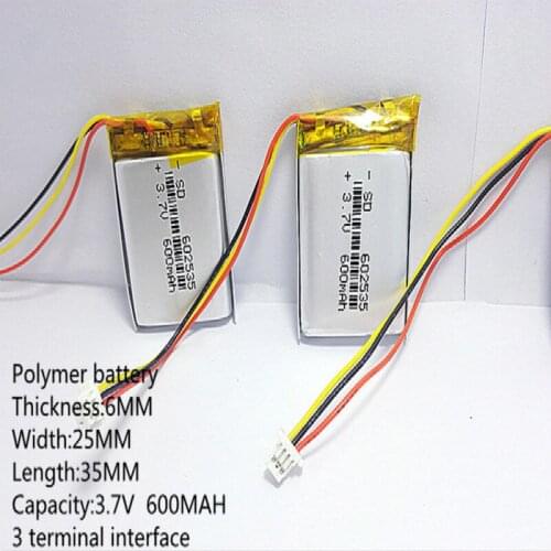 Polymer lithium battery 3.7 V, 602535 can be customized wholesale CE FCC ROHS MS 600MAH quality certification
