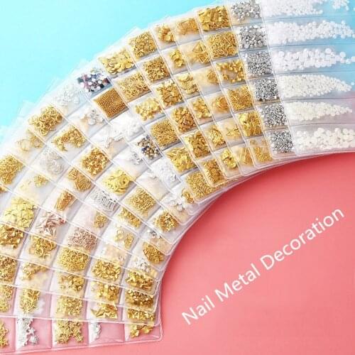 1 Pack Mixed 3D DIY Hollow Metal Frame Nail Art Decorations Gold Rivet Manicure Accessories Shell Slider Nail Studs