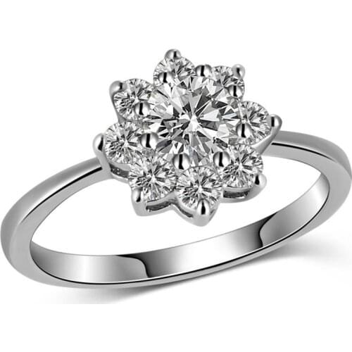 Simple Fashion Sun Flower Zircon Ladies Wedding Ring Exquisite Romantic Jewelry Gift