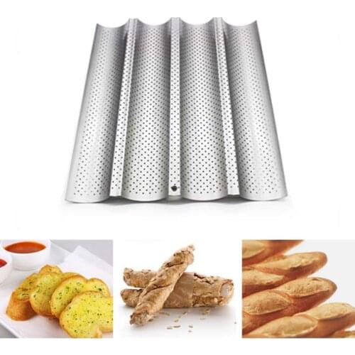 French Bread Baking Mold Carbon Steel 2/4 Groove Wave Baking Tray For Baguette Bake Mold Pan Tool