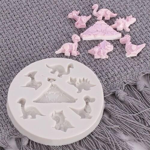7 Holes Multi Dinosaur Shaped Silicone Mold Soap Candy Fondant Mold Chocolate Cookies Cake Mold Craft Cake Decorating Tools