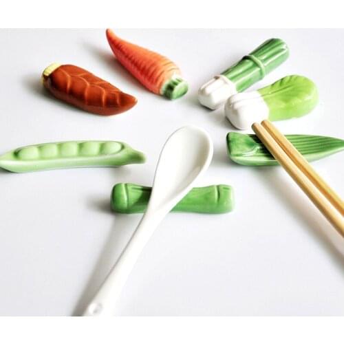 Cute Ceramic Chopsticks Holder Vegetable Design Creative Chopsticks Pillow Care Tableware Holder Kitchen Accessories Art Craft