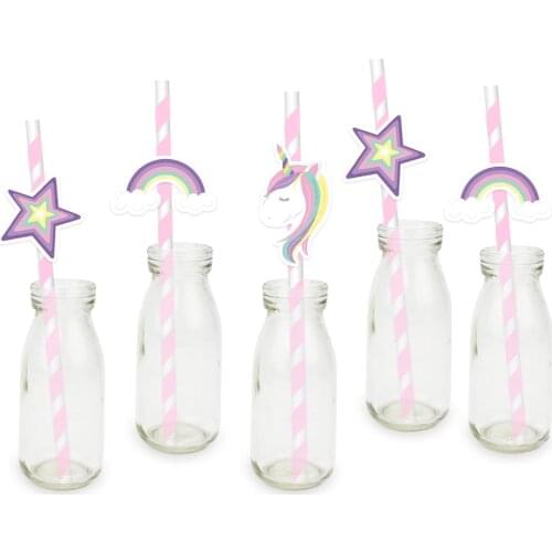 Rainbow Unicorn Straw 25PCS For Paper Straws Birthday Party Festive Supplies Decoration Paper Drinking Straws