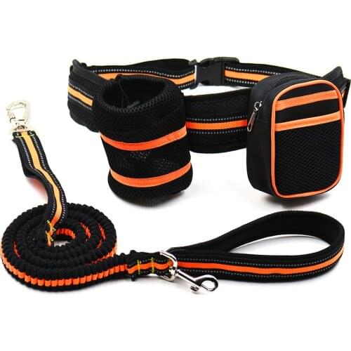NEW Dog Leash Rope Running Hands Free Reflective Pets Dog Leashes Walking Leash With Waist Bag Collar Rope for Dogs