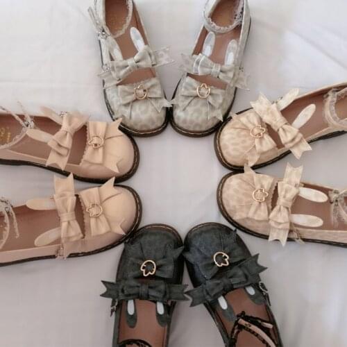 Japanese sweet lolita shoes kawaii girl round head flat heel shallow mouth kawaii shoes cosplay loli daily single shoes cos