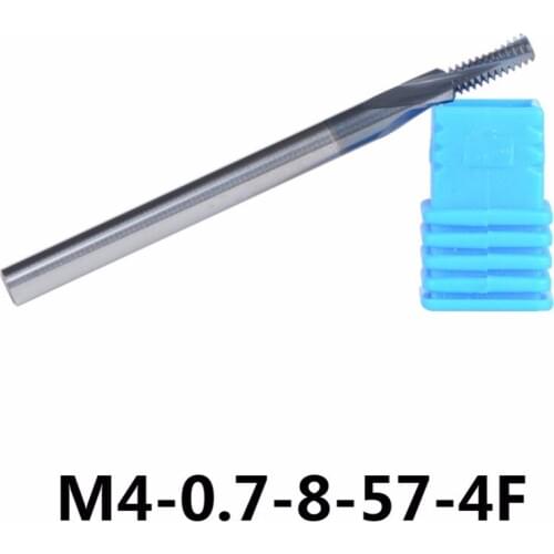 Carbide thread end mills 1pc/M4-0.7-8-57-4F thread mills, thread milling cutter with TIALN coating For Metric 0.7mm Pitch