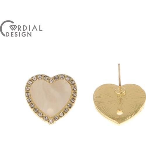 Cordial Design 50Pcs 16*16MM Jewelry Accessories/Rhinestone Earrings Stud/Hand Made/Heart Shapes/Resin Effect/DIY Earring Making