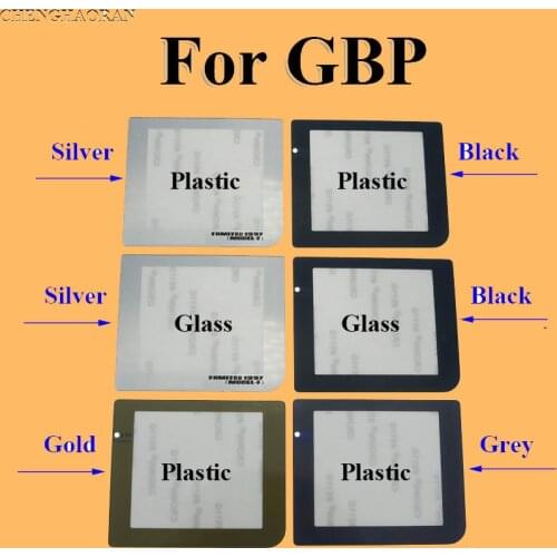 ChengHaoRan 50pcs Silver Black Gray Gold Plastic Glass Screen Lens For GBP Protective Cover Replacement for GameBoy Pocket
