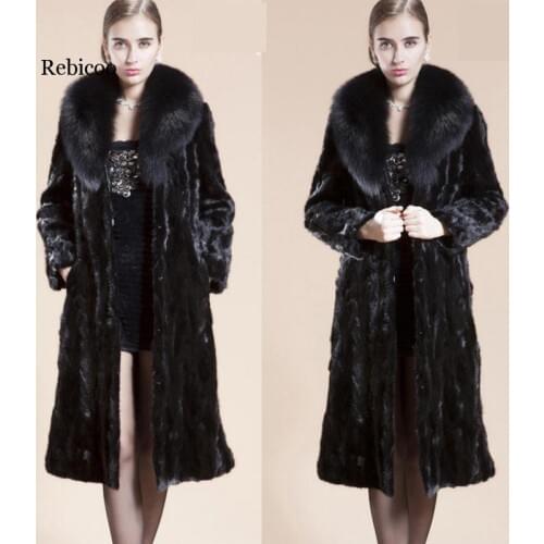 Autumn and winter faux fur coat jacket women Trench imitation mink fur coat womens fur long coat Outwear S- 4XL black
