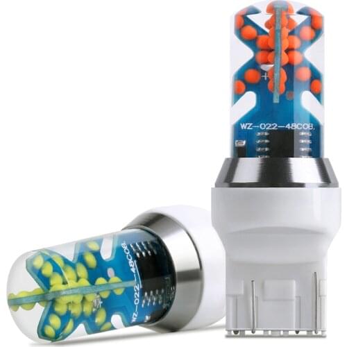 1x T20 7443 Strobe Highbright C0B-48SMD Lightbeads Strobe Warning Light S25 1157 BAY15D Brake Lamps Car Led Flashing Bulbs Auto