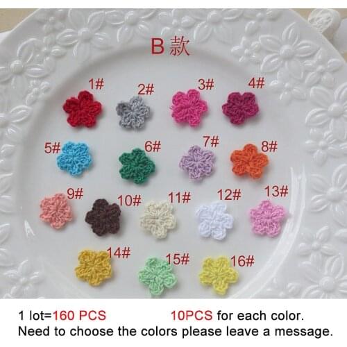 160PCS/lot Handmade woolen Yarn Crochet Knitted Flower applique Patchwork DIY needlework sewing accessories Cloth paste 351